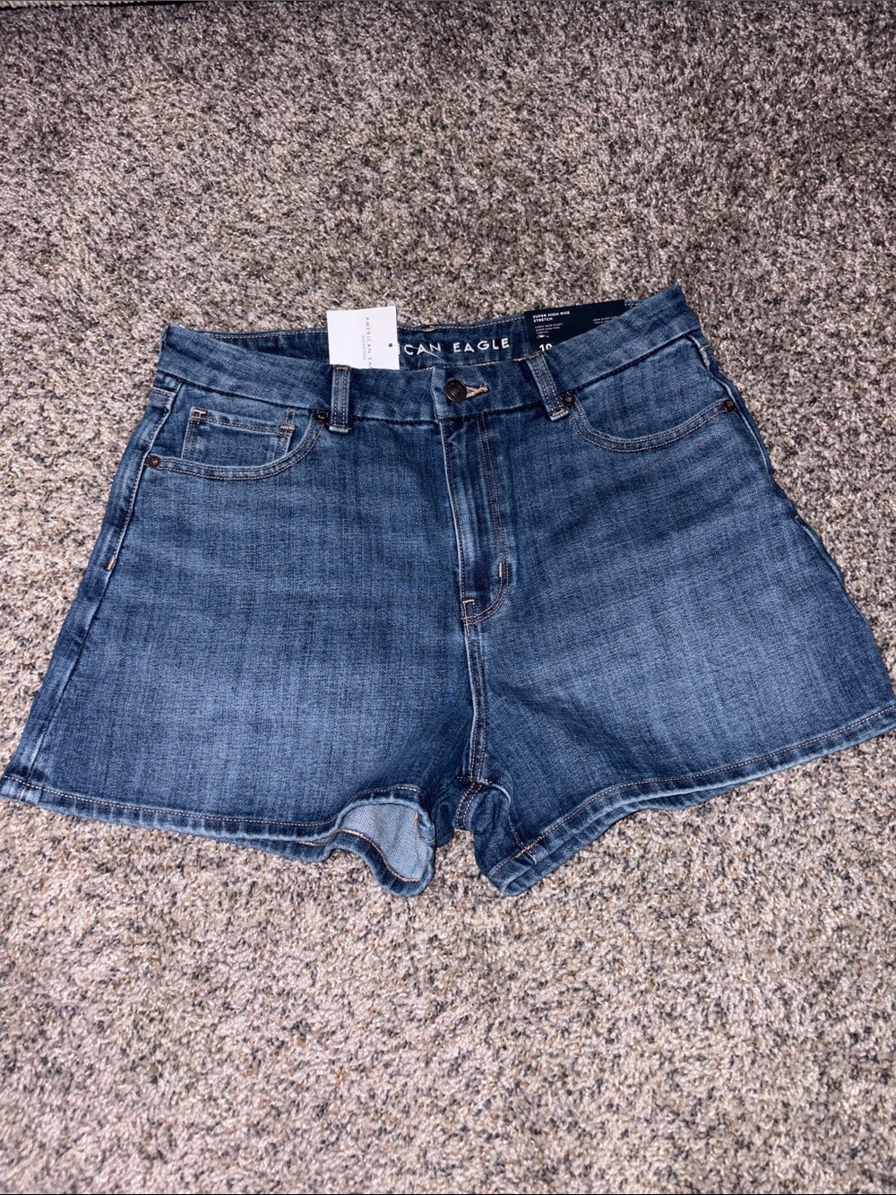American Eagle Outfitters Dark Blue High-Rise Denim Shorts